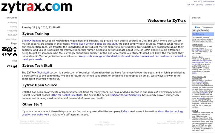 Screenshot of zytrax.com