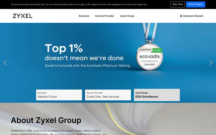 Screenshot ta' zyxel.com